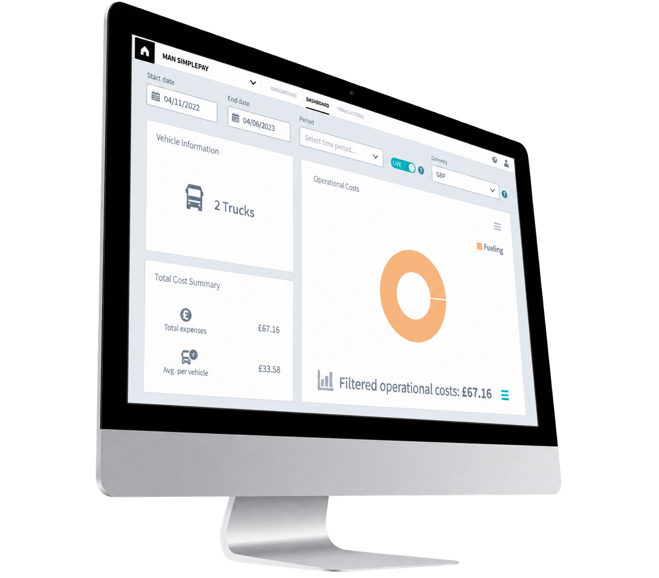 MAN SimplePay Dashboard für Betriebskosten